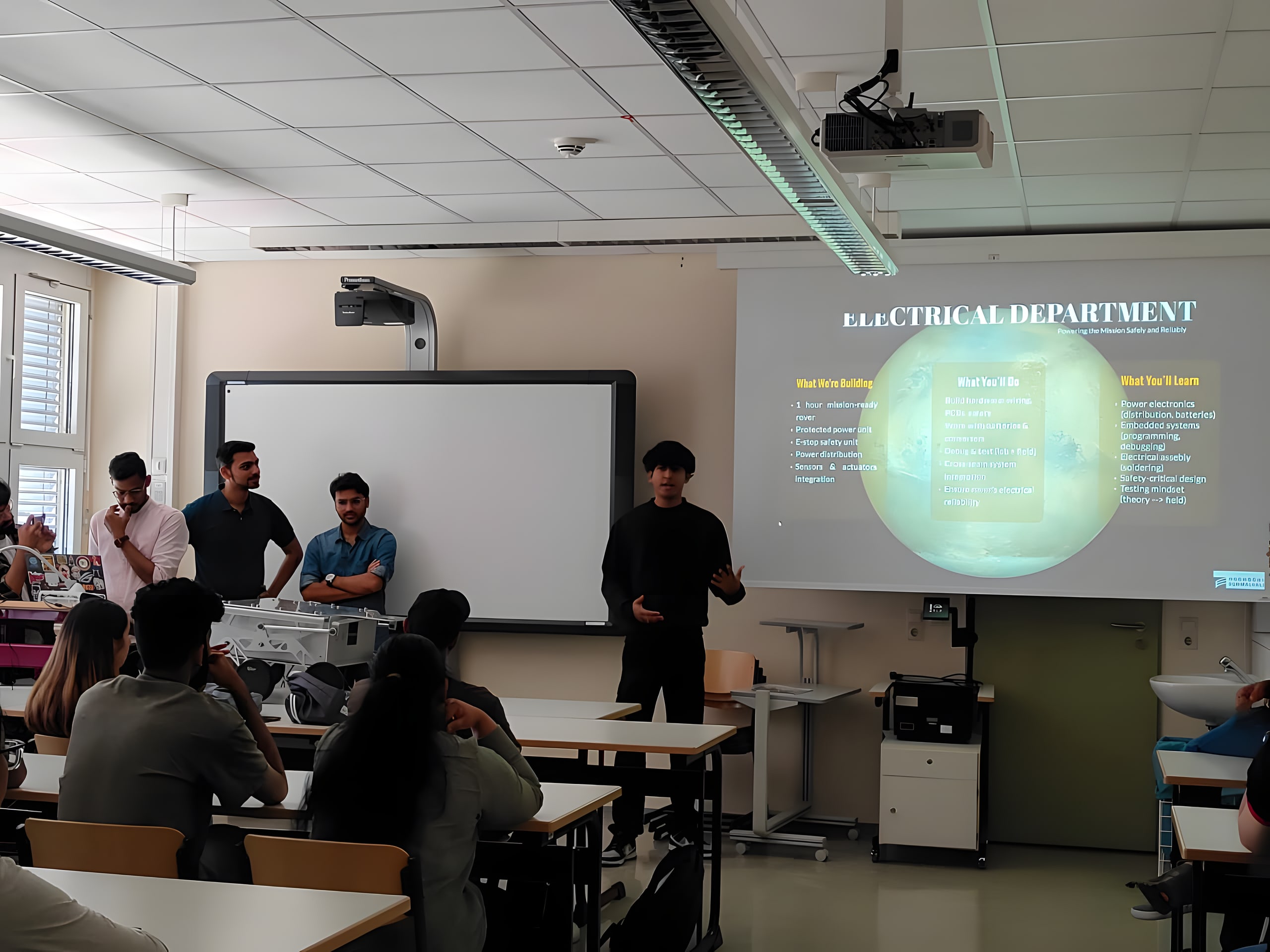 The electrical department briefing during the introduction for new members.